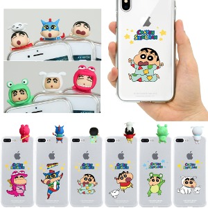Crayon Shin-chan Figure Transparent Jelly Case-iPhone XS Max/ XR XS X/ SE3 SE28/ 8+ 7+ Select models